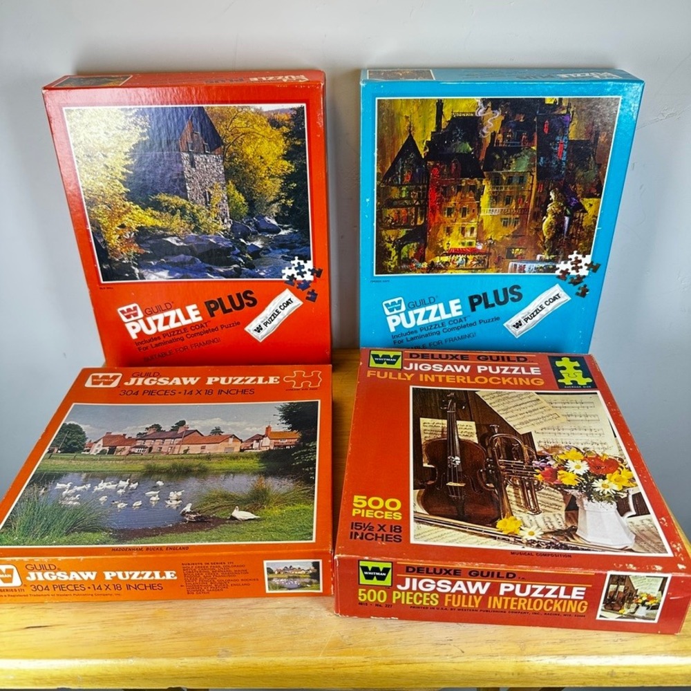 Vintage Whitman Guild Jigsaw Puzzle Lot of 4 Landscape Music 304 500 600 Pcs NEW